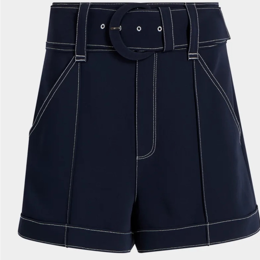 Women's Navy Belted Shorts
